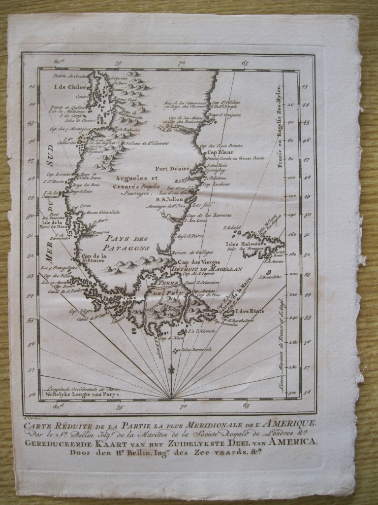 Mapa del extremo inferior de América del sur, 1771. Bellin/Schley